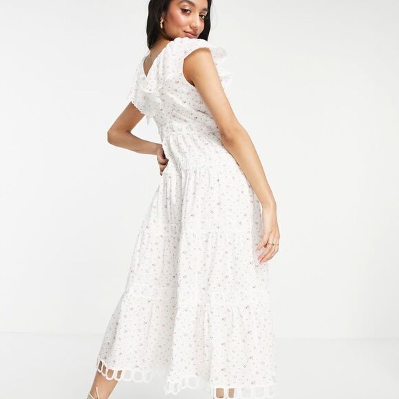 Just Me Tiered Midi Dress with Frill Neckline – Size M – Like New - Picture 4 of 15